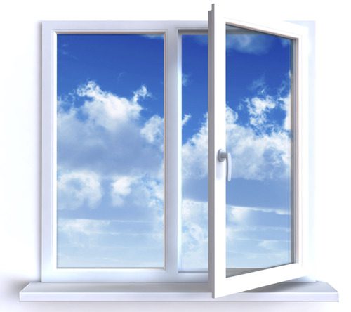 A window with an open view of the sky.