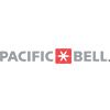 A red and white logo for pacific bell.