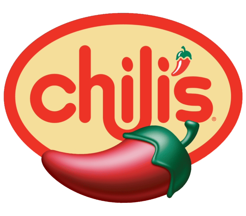 A chili 's logo with a red pepper in the background.