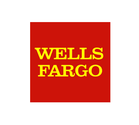 A red and yellow logo for wells fargo.